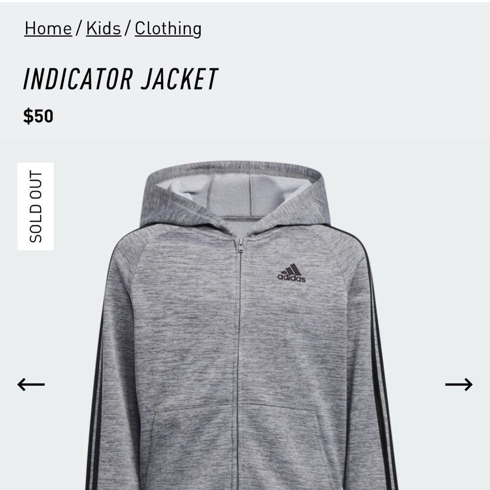ADIDAS YOUTH Large Indicator Zip Hoodie - Picture 2 of 10